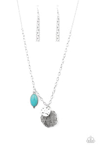 Paparazzi Free-Spirited Forager - Blue - Turquoise Stone - Leaf Charm - Necklace & Earrings - $5 Jewelry with Ashley Swint