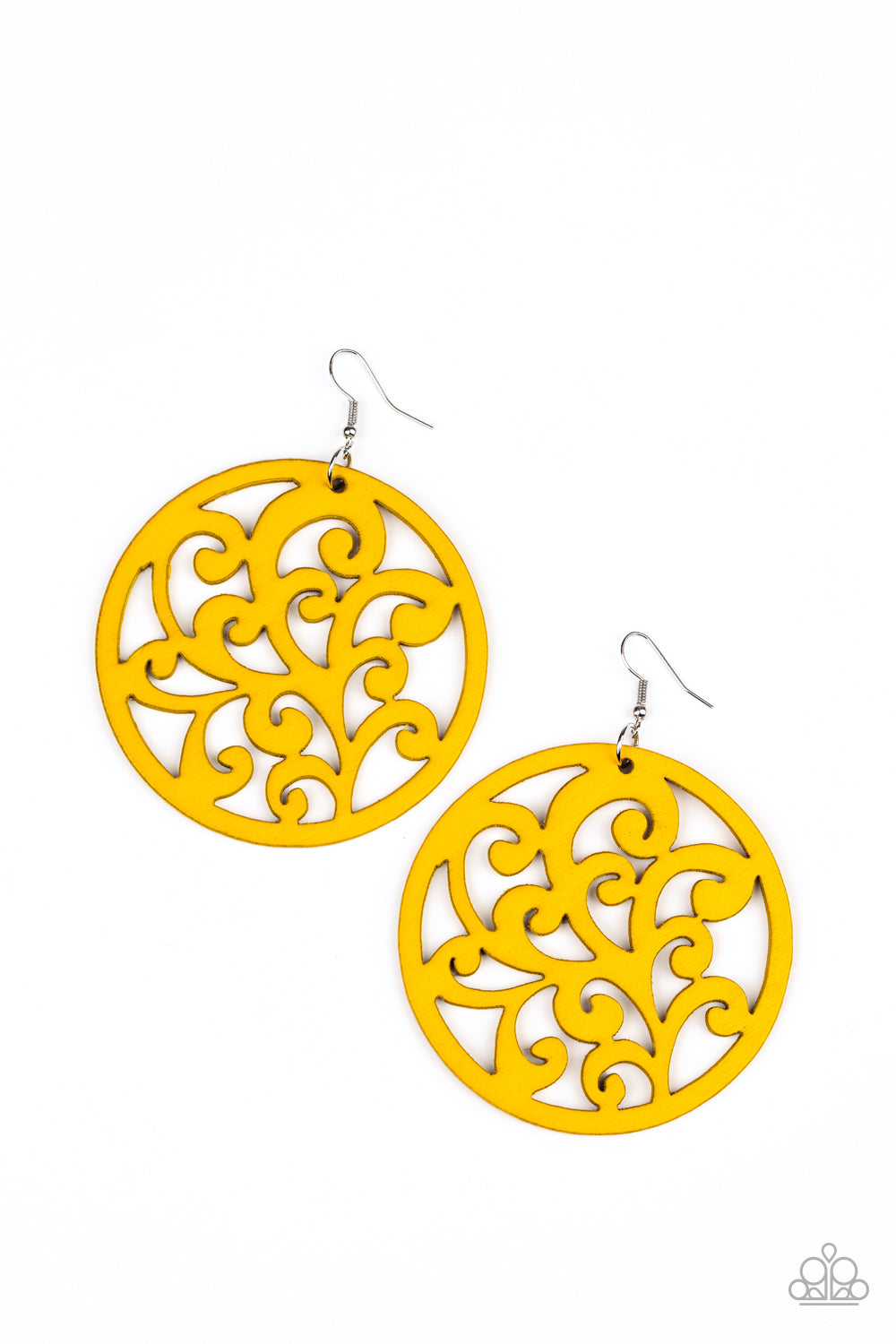 Paparazzi yellow store wooden earrings