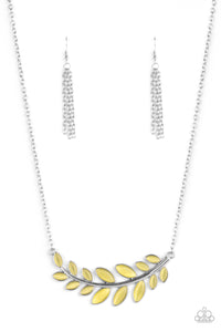 Paparazzi Frosted Foliage - Yellow - Cat's Eye Moonstone - Necklace & Earrings - $5 Jewelry with Ashley Swint