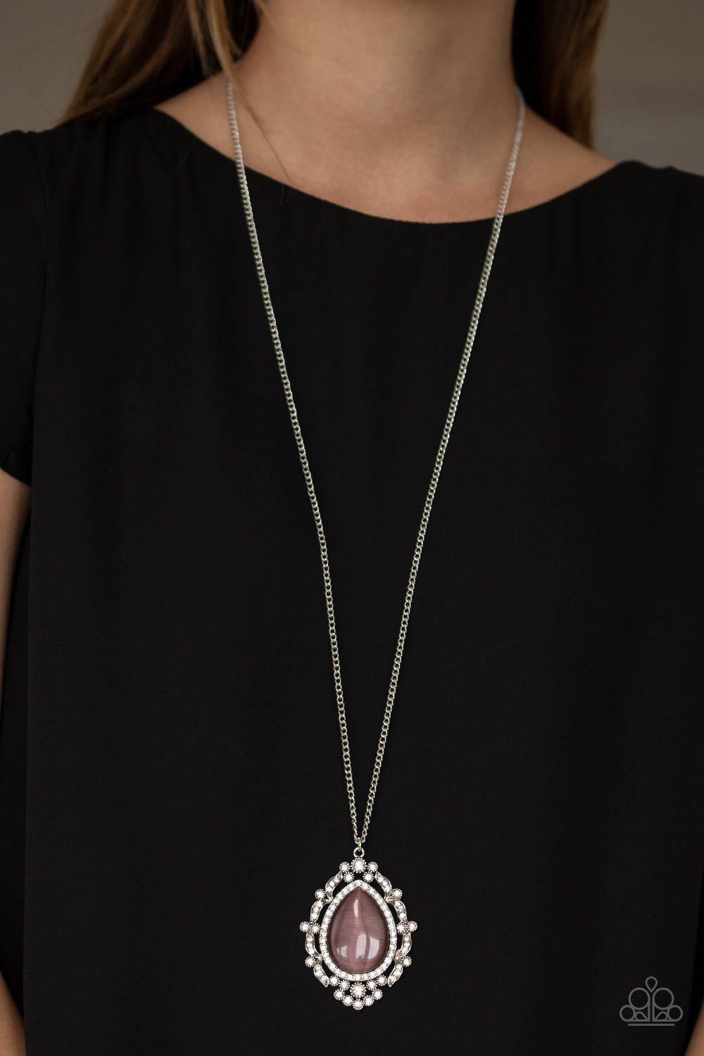 Paparazzi Frozen Gardens - Purple Cat's Eye Stone - Necklace & Earrings - $5 Jewelry with Ashley Swint