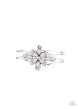 Load image into Gallery viewer, Paparazzi Go With The FLORALS - Silver - White Rhinestones - Hinged Bracelet - $5 Jewelry with Ashley Swint