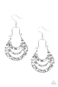 Paparazzi Hang ZEN! - Silver - Hammered Frame Ripples from Handcrafted, Artisan Look - Earrings - $5 Jewelry with Ashley Swint