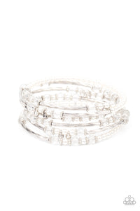 Paparazzi Head-Turning Twinkle - White Pearls - Coiled Wire Infinity Wrap - Bracelet - $5 Jewelry with Ashley Swint