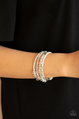 Paparazzi Head-Turning Twinkle - White Pearls - Coiled Wire Infinity Wrap - Bracelet - $5 Jewelry with Ashley Swint