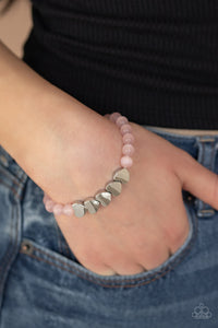 Paparazzi Heart-Melting Glow - Pink - Cat's Eye Moonstone - Heart Frames - Stretchy Bracelet - $5 Jewelry with Ashley Swint
