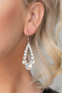 Paparazzi Here GLOWS Nothing! - White - Teardrop Rhinestones - Earrings - $5 Jewelry with Ashley Swint