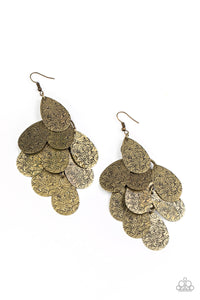 Paparazzi Hibiscus Harmony - Brass - Tropical Floral Pattern - Earrings - $5 Jewelry with Ashley Swint