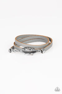 Paparazzi High Spirits - Silver - Feather - Leather Triple Wrap Bracelet - $5 Jewelry With Ashley Swint