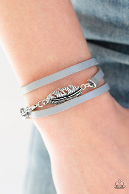 Paparazzi High Spirits - Silver - Feather - Leather Triple Wrap Bracelet - $5 Jewelry With Ashley Swint