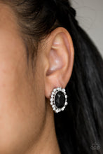 Load image into Gallery viewer, Paparazzi Hold Court - Black Post - White Rhinestone Earrings - $5 Jewelry With Ashley Swint