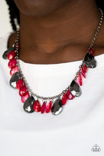 Load image into Gallery viewer, Paparazzi Hurricane Season - Red Teardrops - Black Gunmetal Chain Necklace &amp; Earrings - $5 Jewelry with Ashley Swint