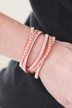 Load image into Gallery viewer, Paparazzi I BOLD You So! - Orange / White Rhinestones - Double Wrap / Snap Bracelet - $5 Jewelry With Ashley Swint