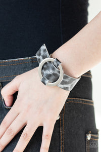 Paparazzi Jungle Cat Couture - Silver - Gray Cheetah - Leather Bracelet - $5 Jewelry with Ashley Swint