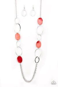 Paparazzi Kaleidoscope Coasts - Red - Shell Iridescence Beads - Necklace & Earrings - $5 Jewelry with Ashley Swint
