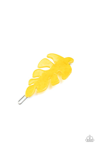 Paparazzi LEAF Your Mark - Yellow - Acrylic Leaf - Hair Clip / Clamp Barrette Closure - $5 Jewelry with Ashley Swint