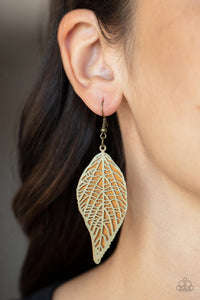 PRE-ORDER - Paparazzi Leafy Luxury - Brass - Earrings - $5 Jewelry with Ashley Swint