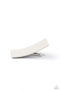 Paparazzi Let Your Hair Down - White - Leather Hair Clip - $5 Jewelry with Ashley Swint