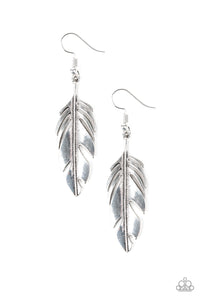 Paparazzi Lookin Fly - Silver - Feather Earrings - $5 Jewelry With Ashley Swint