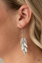 Load image into Gallery viewer, Paparazzi Lookin Fly - Silver - Feather Earrings - $5 Jewelry With Ashley Swint