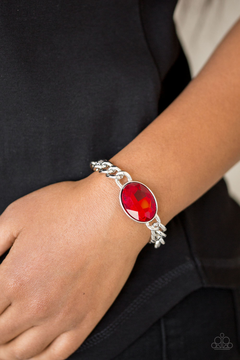 Paparazzi Luxury Lush - Red Gem - Adjustable Silver Bracelet - $5 Jewelry with Ashley Swint