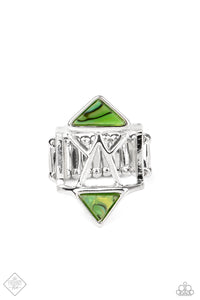 Paparazzi Making Me Edgy - Green Ring - Trend Blend / Fashion Fix Exclusive - December 2020 - $5 Jewelry with Ashley Swint