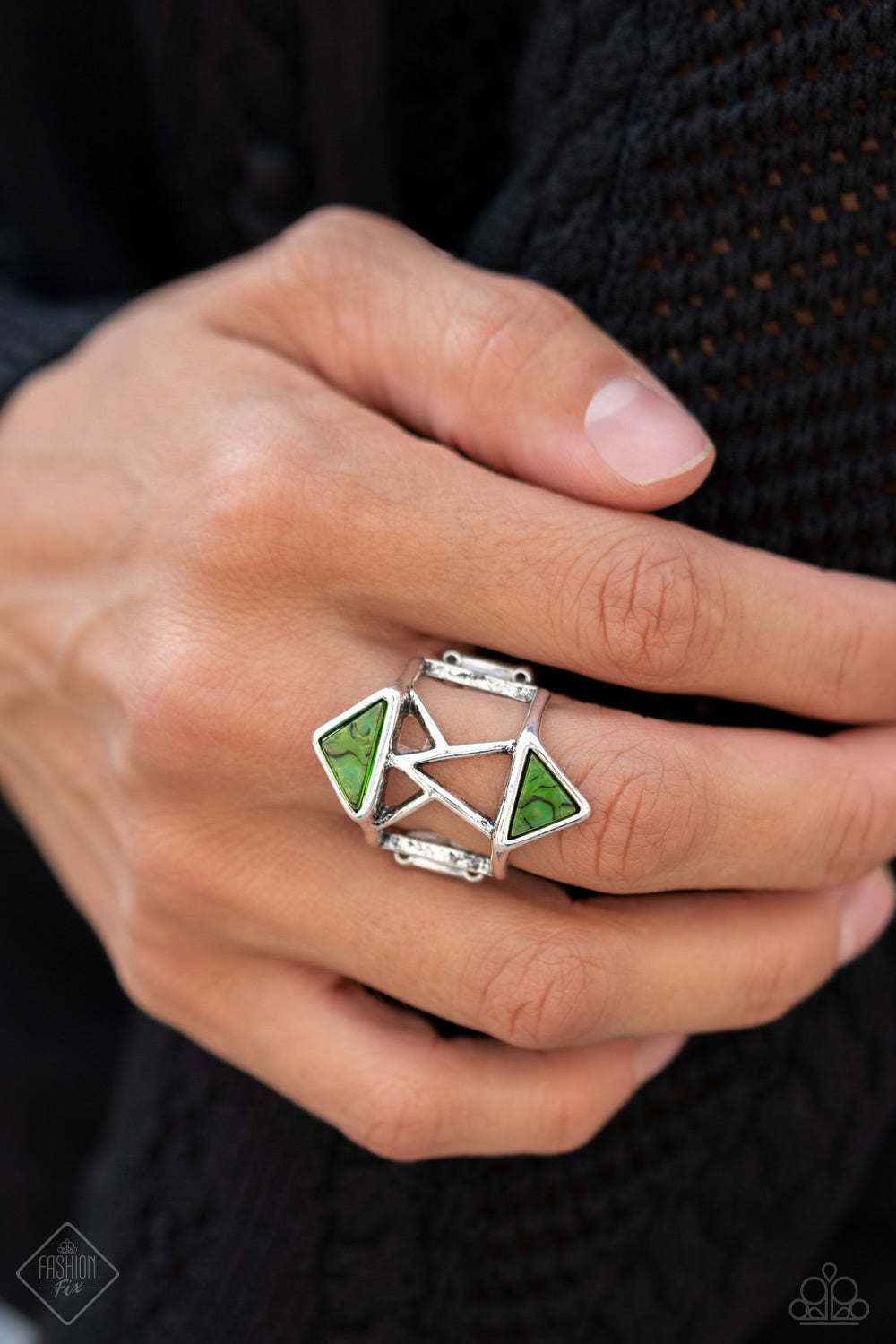 Paparazzi Making Me Edgy - Green Ring - Trend Blend / Fashion Fix Exclusive - December 2020 - $5 Jewelry with Ashley Swint