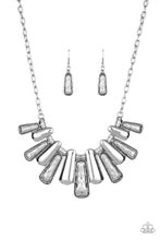 Load image into Gallery viewer, Paparazzi MANE Up - Silver - Blinding Fringe - Smooth and Etched Finish - Necklace &amp; Earrings - $5 Jewelry With Ashley Swint