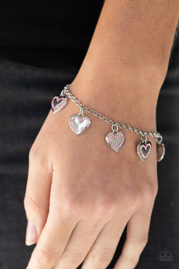 Paparazzi Matchmaker, Matchmaker - Pink Rhinestones - Silver Heart Bracelet - $5 Jewelry with Ashley Swint