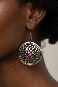 Paparazzi Mega Medallions - Pink Rhinestones - Earrings - $5 Jewelry with Ashley Swint