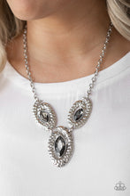 Load image into Gallery viewer, Paparazzi Metro Mystique - Silver - Smoky Marquise Rhinestones - Necklace &amp; Earrings - $5 Jewelry with Ashley Swint