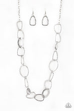 Load image into Gallery viewer, Paparazzi Metro Nouveau - Silver - Hammered Hoops - Necklace &amp; Earrings - $5 Jewelry with Ashley Swint