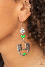 Load image into Gallery viewer, Paparazzi Modern Day Mecca - Green - White Rhinestone - Earrings - $5 Jewelry with Ashley Swint