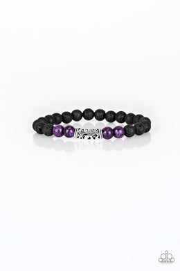 Paparazzi Modern Meditation - Purple Stones - Black Lava Rock Bracelet - $5 Jewelry With Ashley Swint