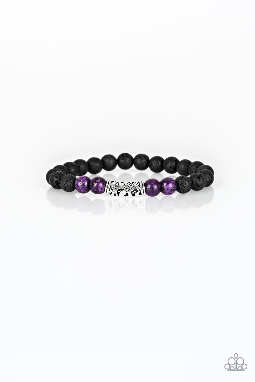 Paparazzi Modern Meditation - Purple Stones - Black Lava Rock Bracelet - $5 Jewelry With Ashley Swint