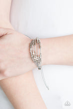 Load image into Gallery viewer, Paparazzi Modern Minimalism - Silver - Beads and Cubes - Gray Cording - Sliding Knot Bracelet - $5 Jewelry with Ashley Swint