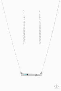 Paparazzi Moms Do It Better - Blue - "Mom" Silver Chain Necklace & Earrings - $5 Jewelry with Ashley Swint