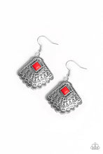 Load image into Gallery viewer, Paparazzi Mountain Mesa - Red Stone - Silver Fans - Earrings - $5 Jewelry with Ashley Swint