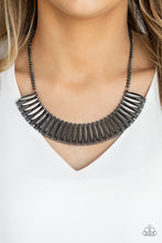 Load image into Gallery viewer, Paparazzi My Main MANE - Black - Gunmetal Studs - Triangles - Necklace and matching Earrings - $5 Jewelry With Ashley Swint
