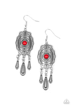 Load image into Gallery viewer, Paparazzi Natural Native - Red Stone - Silver Antiqued Frame Earrings - $5 Jewelry With Ashley Swint
