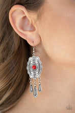 Load image into Gallery viewer, Paparazzi Natural Native - Red Stone - Silver Antiqued Frame Earrings - $5 Jewelry With Ashley Swint