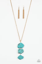 Load image into Gallery viewer, Paparazzi On The ROAM Again - Gold - Turquoise Rock - Necklace and matching Earrings - $5 Jewelry with Ashley Swint