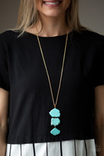 Load image into Gallery viewer, Paparazzi On The ROAM Again - Gold - Turquoise Rock - Necklace and matching Earrings - $5 Jewelry with Ashley Swint