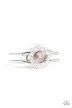 Load image into Gallery viewer, Paparazzi Palace Dream - Silver - Cat's Eye Stone - White Rhinestones - Hinged Bracelet - $5 Jewelry With Ashley Swint