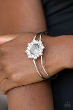 Load image into Gallery viewer, Paparazzi Palace Dream - Silver - Cat's Eye Stone - White Rhinestones - Hinged Bracelet - $5 Jewelry With Ashley Swint