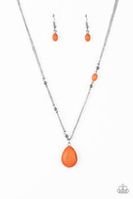 Load image into Gallery viewer, Paparazzi Peaceful Prairies - Orange Stone - Shimmery Silver Chains - Necklace and matching Earrings - $5 Jewelry With Ashley Swint