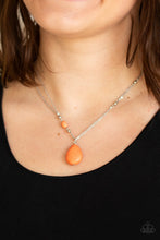 Load image into Gallery viewer, Paparazzi Peaceful Prairies - Orange Stone - Shimmery Silver Chains - Necklace and matching Earrings - $5 Jewelry With Ashley Swint