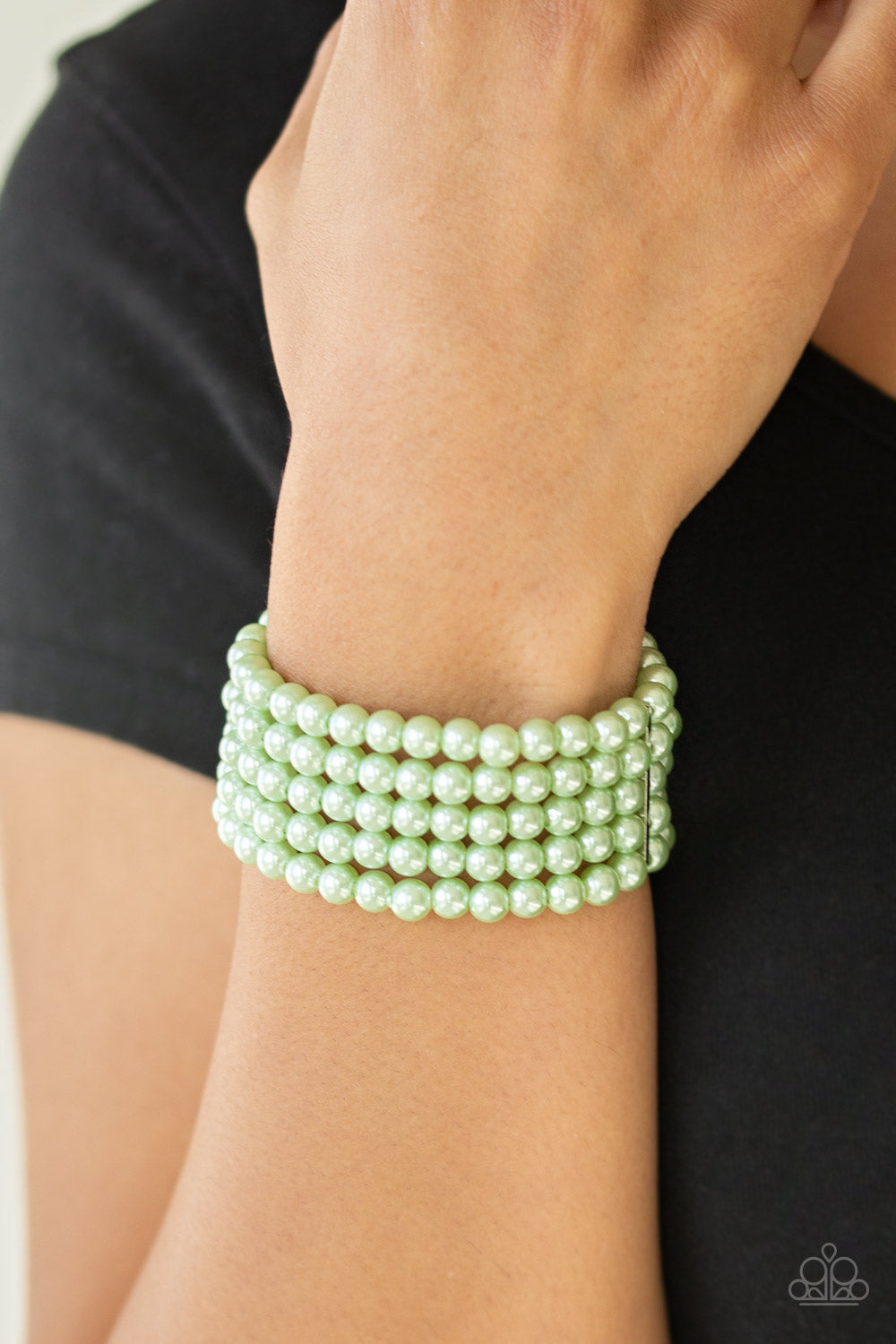 Paparazzi Pearl Bliss - Green Pearls - Stretchy Bands Bracelet - $5 Jewelry with Ashley Swint