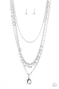 Paparazzi Pearl Pageant - Silver - Lanyard Necklace & Earrings - $5 Jewelry with Ashley Swint