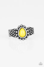 Load image into Gallery viewer, Paparazzi Pep Talk - Yellow - Teardrop Bead - Dainty Band Ring - $5 Jewelry with Ashley Swint