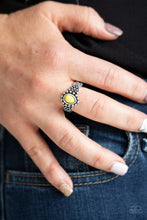 Load image into Gallery viewer, Paparazzi Pep Talk - Yellow - Teardrop Bead - Dainty Band Ring - $5 Jewelry with Ashley Swint